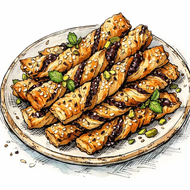 Spiced Medjool Date & Sesame Rough-Puff Sacristains