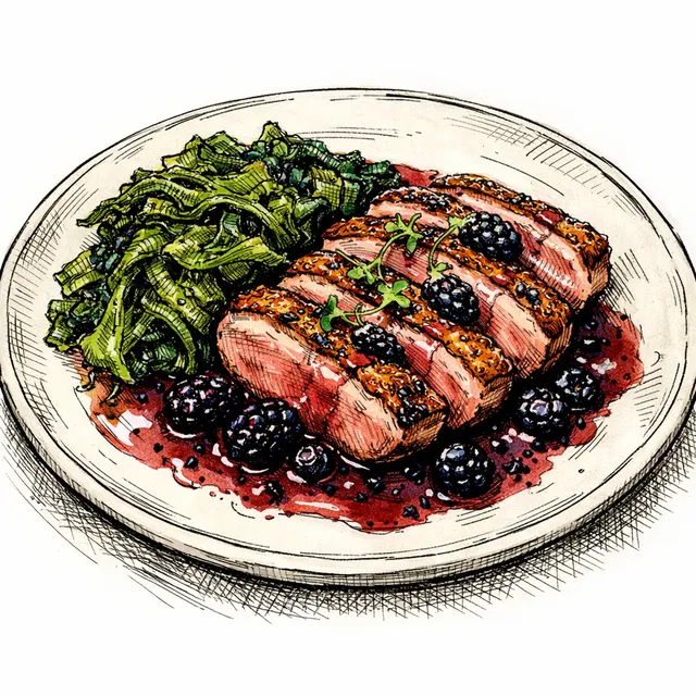 Duck Fat & Memories: Cast-Iron Seared Duck Breast with Sorghum-Blackberry Gastrique