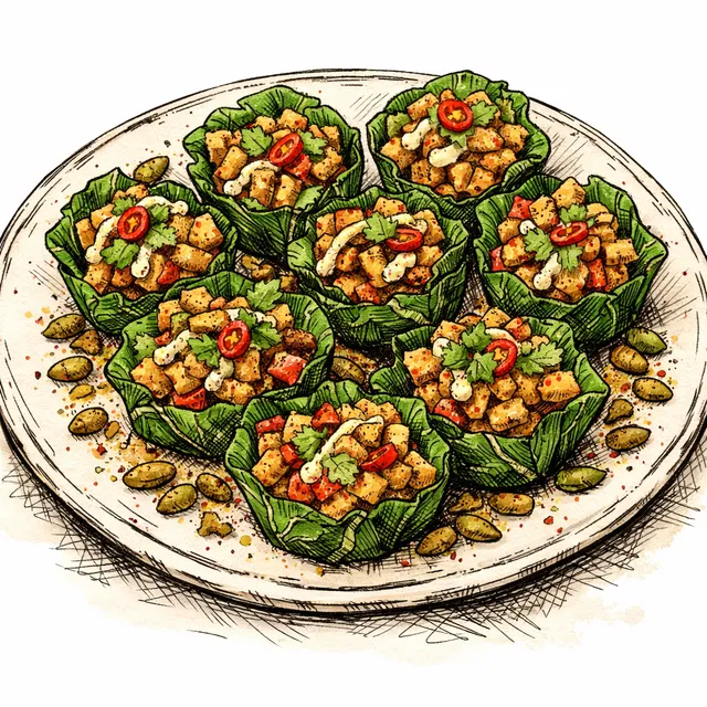 Collard-Chicharrón Crunch Cups with Chili-Lime Pepita Dust (Movie-Night Oaxaca–Brooklyn)