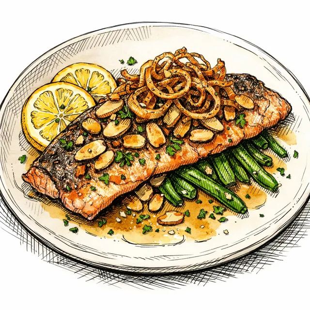 Meyer Lemon Rainbow Trout Amandine with Crisp Shallots