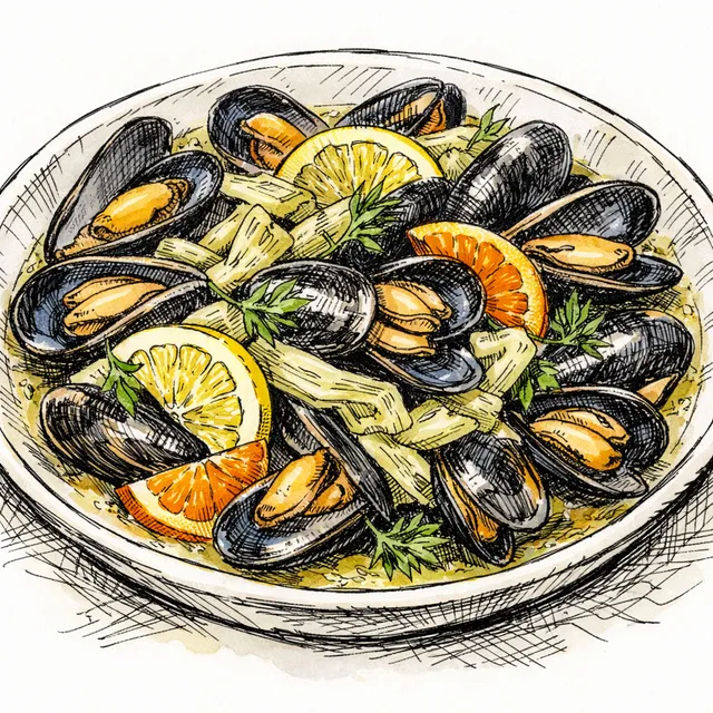 Moules au Pastis with Melted Fennel & Bright Citrus