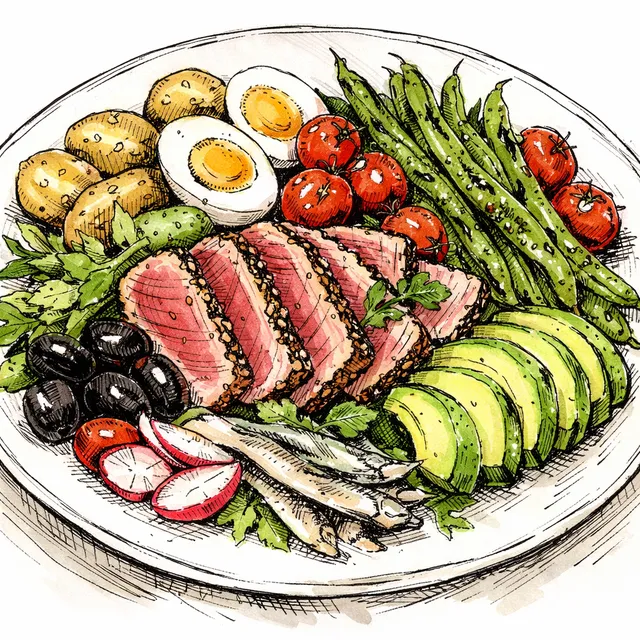 Quick-Seared Ahi Tuna Niçoise with Blistered Beans & Avocado
