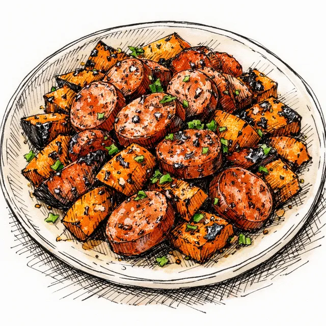 Sheet-Pan Maple-Mustard Kielbasa & Charred Sweet Potatoes