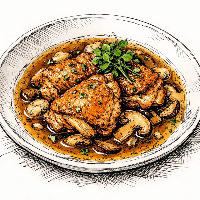 The Monza Portico: Gentle Pan-Roasted Chicken Thighs with Porcini Brodo