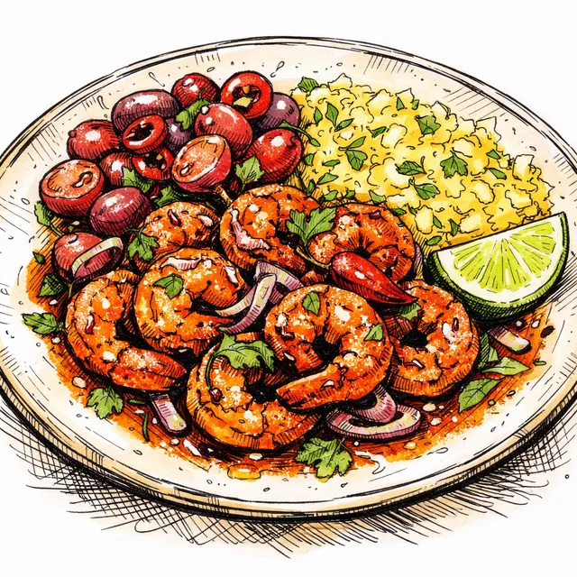 The Goa-to-Galveston Spiced Tamarind Shrimp & Quick-Pickled Chili Grape Desk Escape