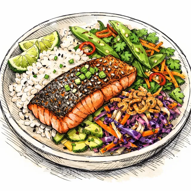 Saigon Riverboat Crispy-Skin Salmon & Snap Pea Crunch Bowl