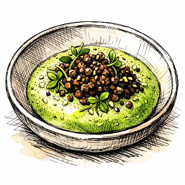 Aerated Matcha-Yuzu Emulsion with Buckwheat-Cocoa Crunch