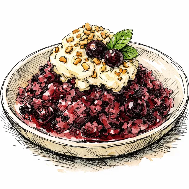 Shaved Dark Cherry Ice with Toasted Rice Cream