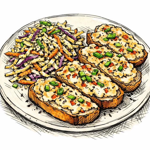 Sheet-Pan Crab Rangoon French Bread with Sesame Slaw