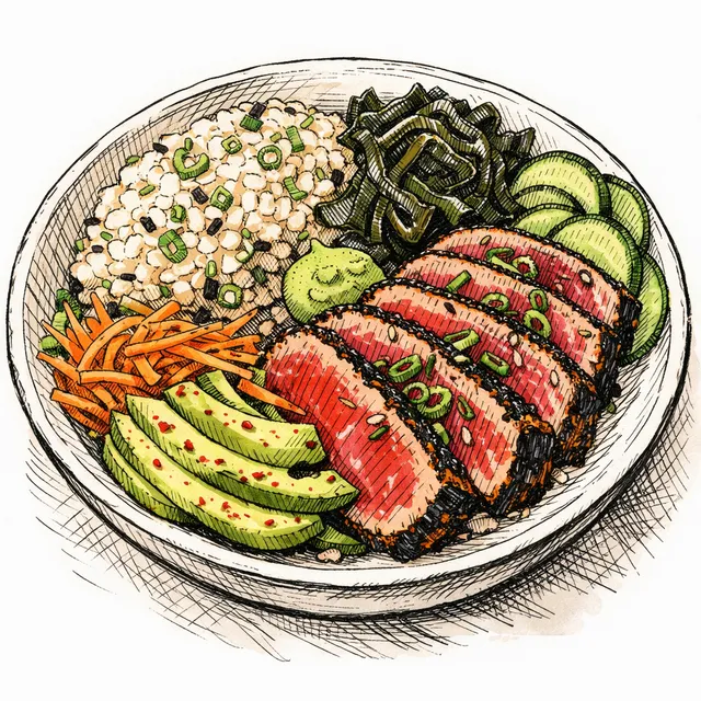 Kombu & Charred Habanero-Cured Seared Yellowfin Tuna Bowl