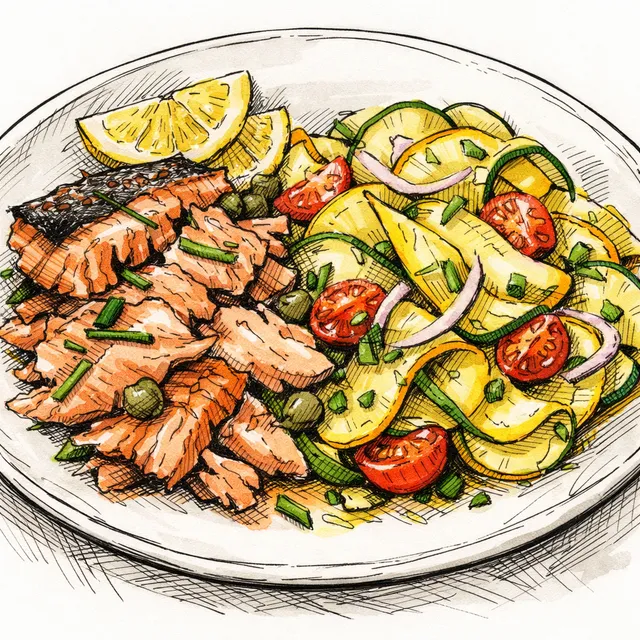 Appalachian Smoked Trout & Quick-Marinated Summer Squash Salad