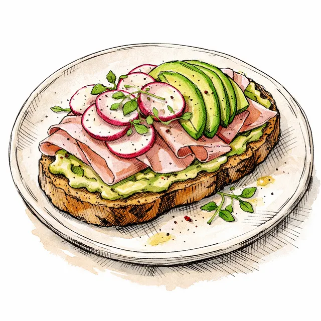 Parisian Café Tartine with Jambon, Spring Radishes & Avocado-Dijon Butter
