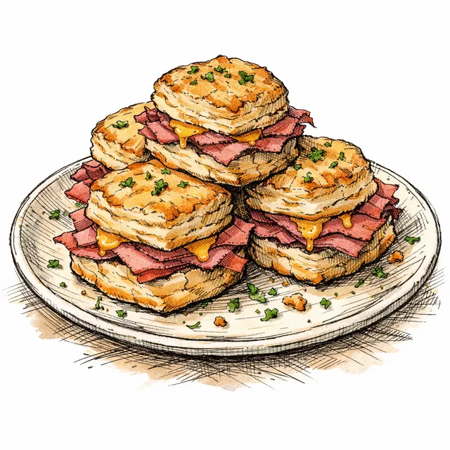 Thousand-Layer Country Ham & Aged Cheddar Biscuits