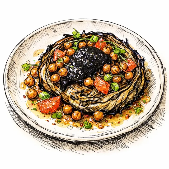 Charred Cabbage Steak with Nori–Mole Negro Butter (My Favorite Winter Umami Trick)