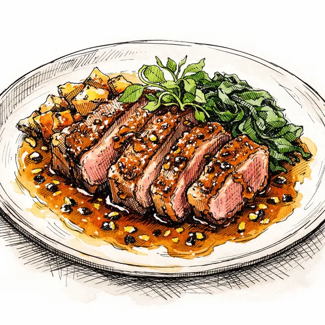 Pan-Seared Duck Breast with Maracuyá-Tamari Pan Reduction