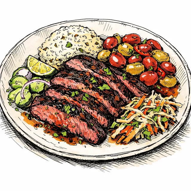 The Mendoza-to-Mandalay Charred Flank Steak & Quick-Pickled Chili Grapes Desk Escape