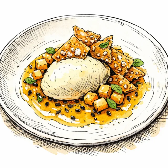 Cold-Infused Roasted Macadamia Mousse with Tart Passion Fruit & Salted Brittle