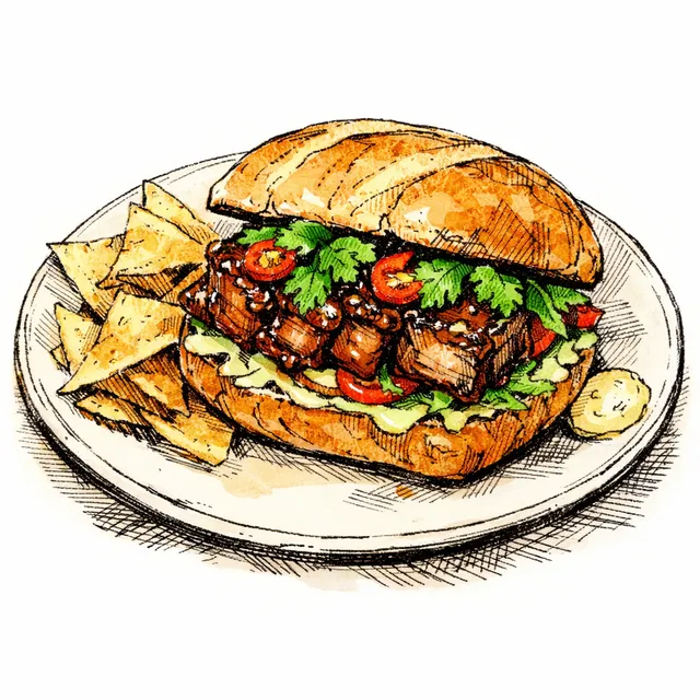 Guava-Miso Glazed Pork Belly Torta with Yuzu Kosho Mayo