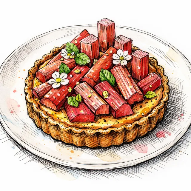 Architectural Rhubarb & Rye Tart with Yuzu Frangipane