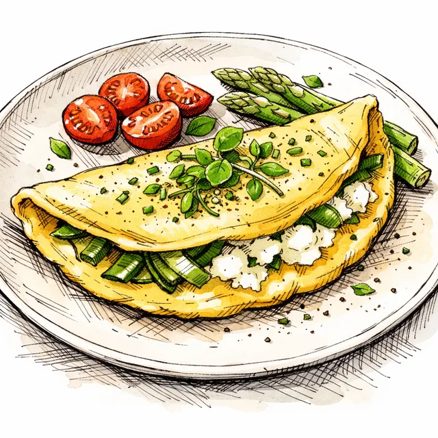 A Provencal Spring Morning: Soft-Folded Ramp & Chèvre Soufflé Omelette