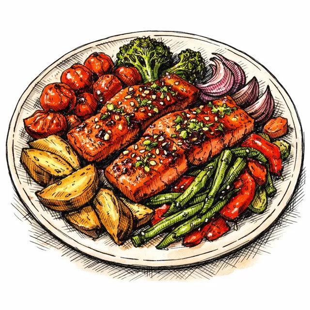 Sheet-Pan "Cheat Code" Harissa-Honey Salmon & Blistered Veggies