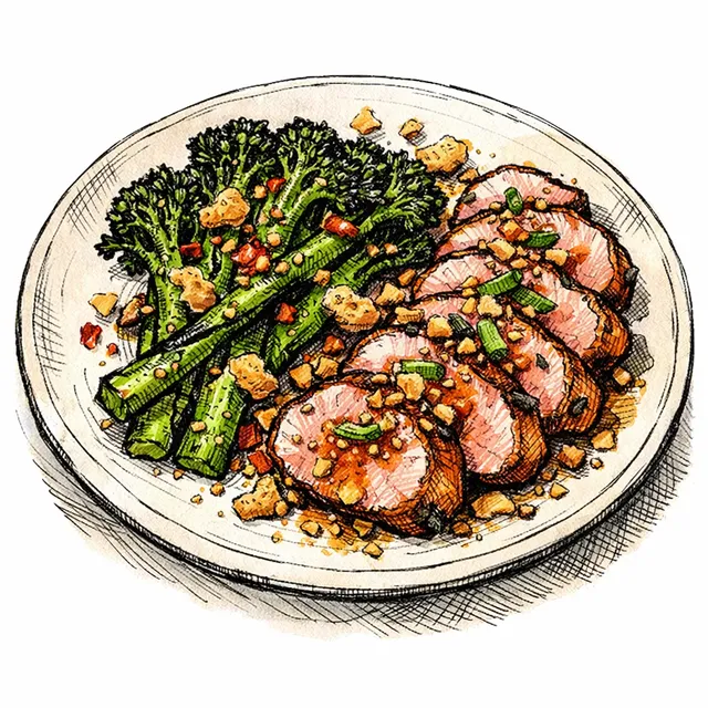 The Flash-Charred Broccolini & Pork Tenderloin Crunch Riot