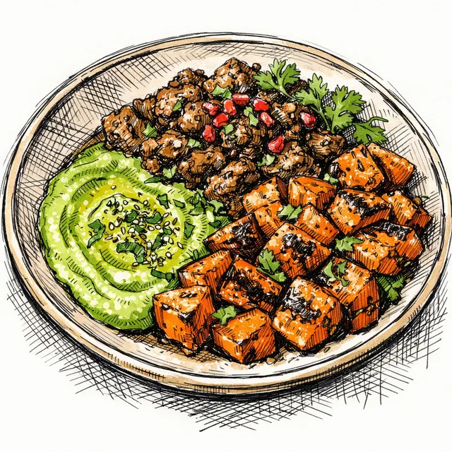 Sizzling Smashed Baharat Lamb & Scorched Sweet Potatoes with Emerald Tahini