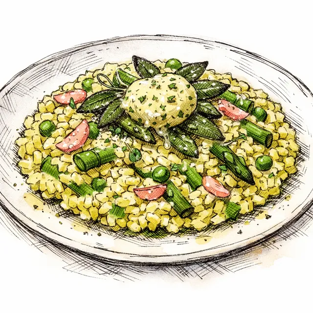 Milanese Spring Risotto with Sage-Vermouth Compound Butter