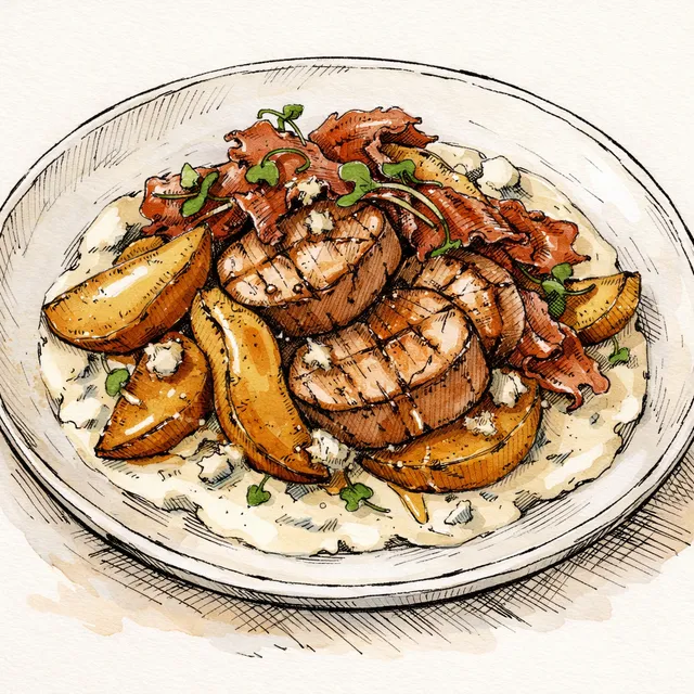The Morimondo Cloister: Pan-Seared Pork Tenderloin with Pears, Speck, and Gorgonzola