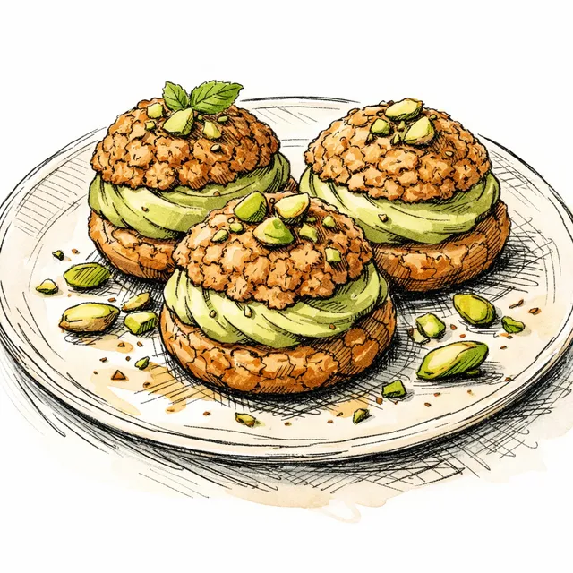 Cold-Infused Roasted Pistachio Choux with Salted Craquelin