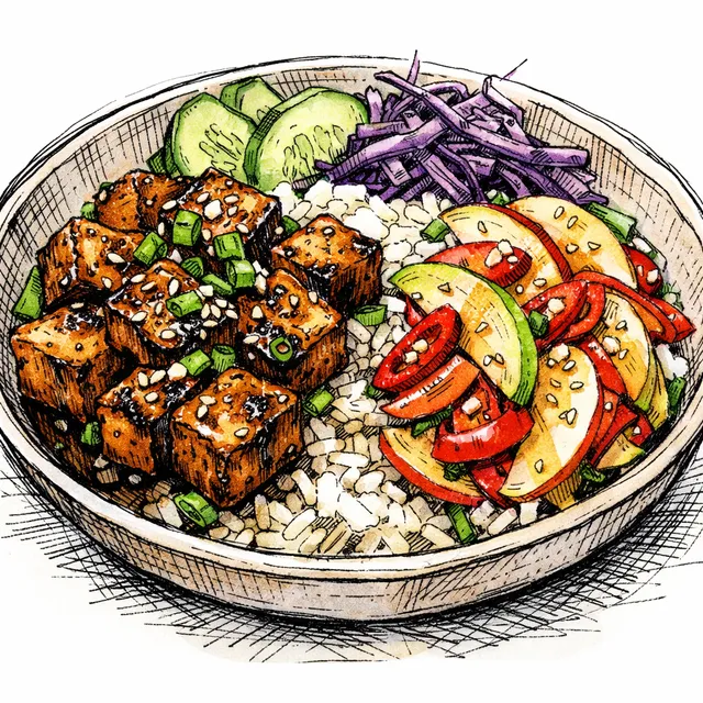 The San Juan-to-Sapporo Charred Adobo Tofu & Quick-Pickled Chili Apple Desk Escape