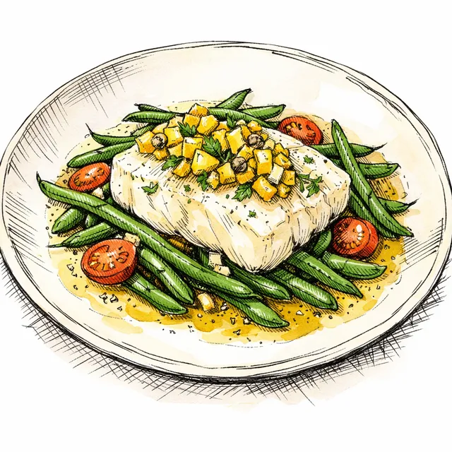 A Sunny California Poach: Olive Oil Halibut with Meyer Lemon Relish