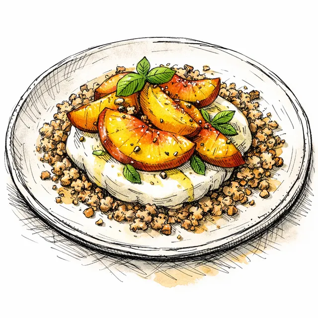 Summer Minimalism: Basil Mascarpone & Peach Buckwheat Sand