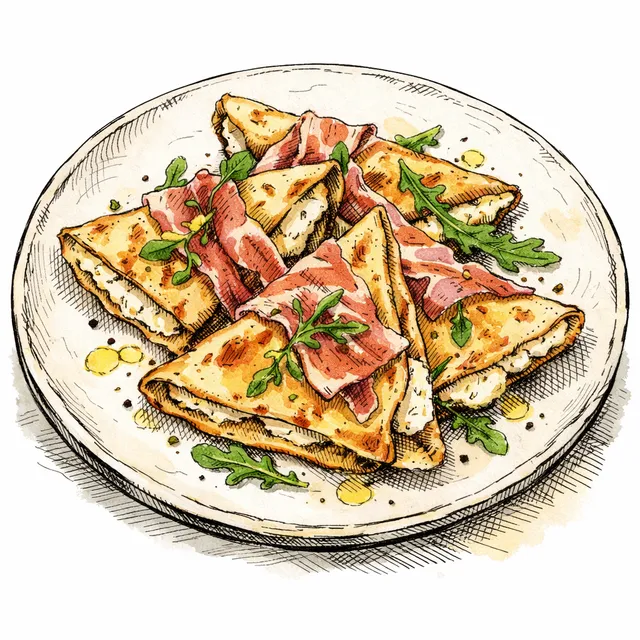 The Triangular Truss: Folded Savory Crespelle with Lemon Ricotta and Speck