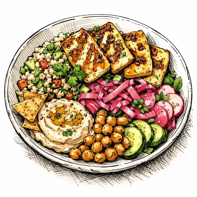 The Istanbul Bazaar Blistered Halloumi & Pink Pickle Crunch Bowl