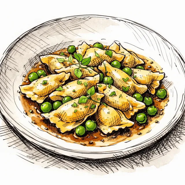 The Piedmontese Plin: Folded Spring Pea Agnolotti with Vermouth Glaze