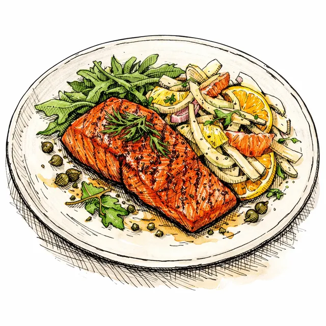 The Sitka-to-Seville Smoked Paprika Wild Salmon & Quick-Pickled Citrus Fennel Desk Escape