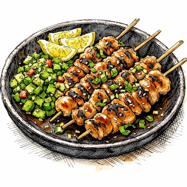 Cast-Iron Yakitori with Charred Poblano-Shiso Salsa: A Tokyo-Oaxaca Mashup