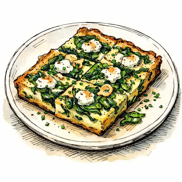 Garlicky Spinach & Chèvre Custard Slab