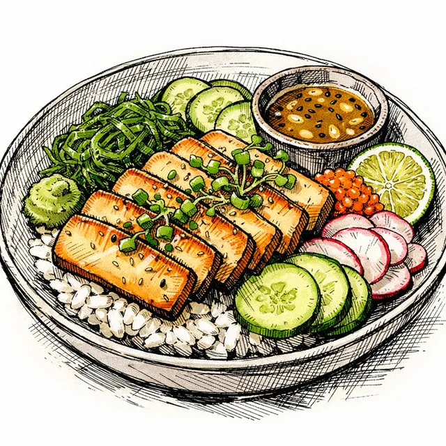 Kombu & Shio Koji-Cured Tofu 'Gravlax' Bowl with Yuzu-Passionfruit Ponzu