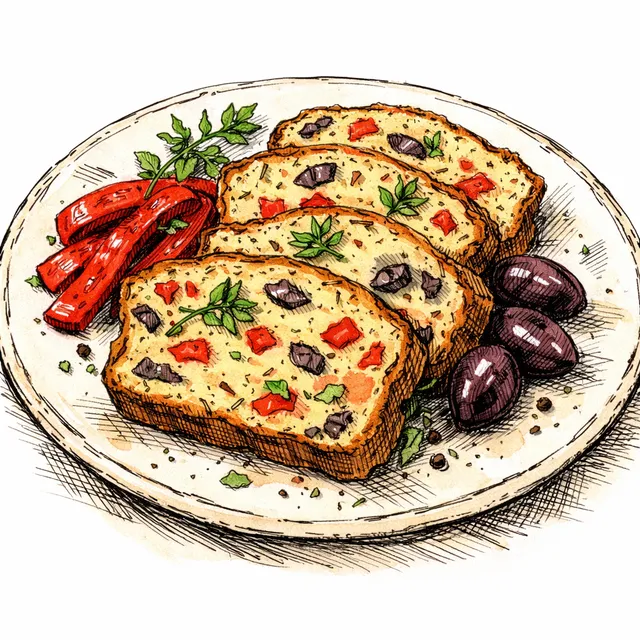 Weekday Salvation: Roasted Red Pepper & Kalamata Cake Salé