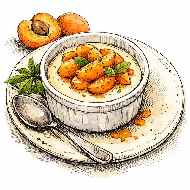 Cold-Infused Lemon Verbena Pots de Crème with Lime-Macerated Apricots