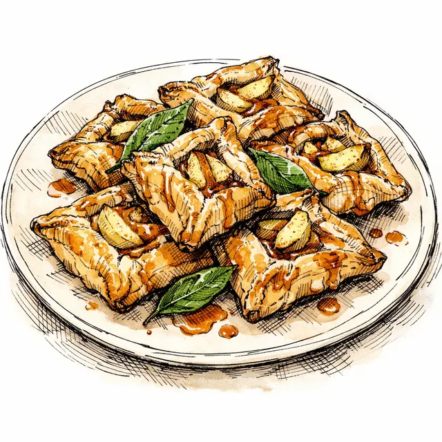 Tart Apple & Bay Leaf Caramel Rough-Puff Paniers