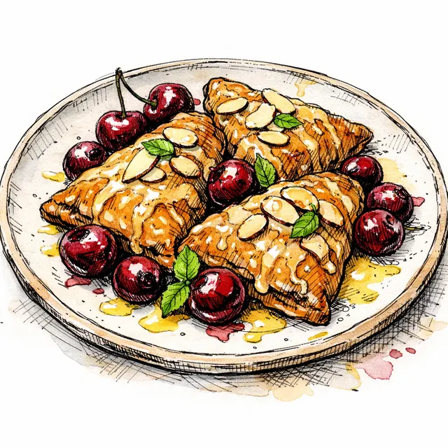 Roasted Cherry & Almond Chaussons with Meyer Lemon Glaze