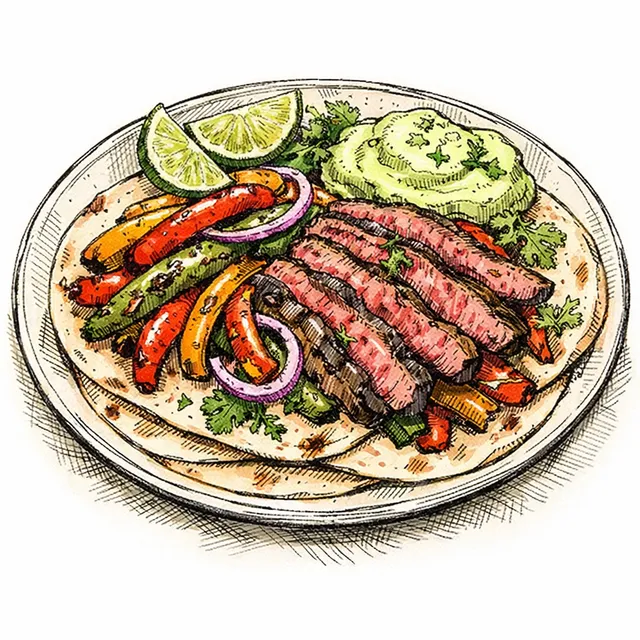 Sheet-Pan Flank Steak Fajitas with Charred Peppers & Avocado Crema