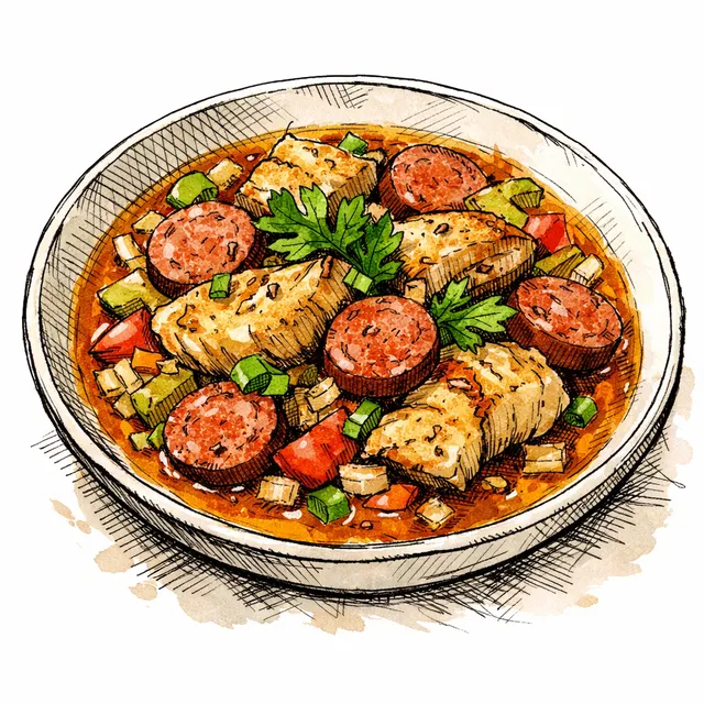 Slow-Simmered Lowcountry Catfish & Smoked Sausage Stew