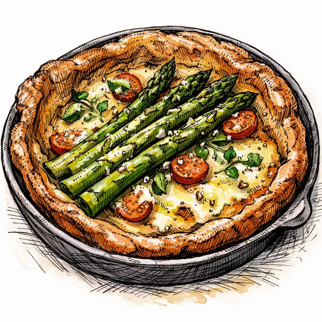 Blistered Asparagus & Fontina Slab Dutch Baby