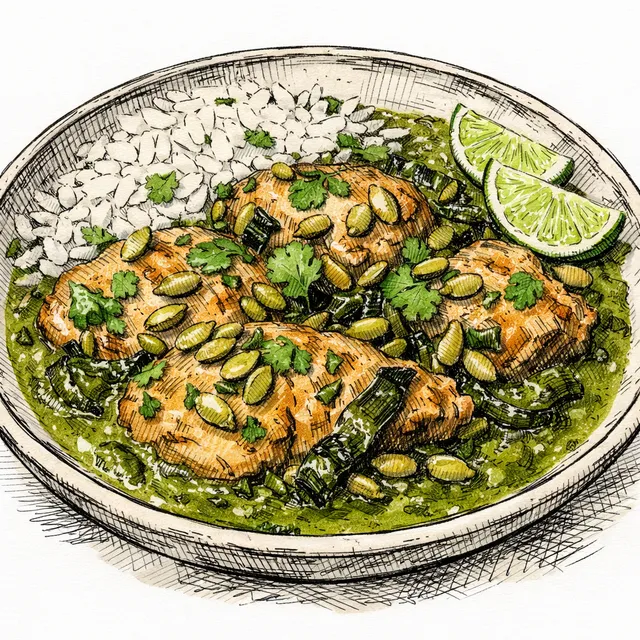 35-Minute Pollo al Poblano con Pepitas (The Tuesday Green Braise)