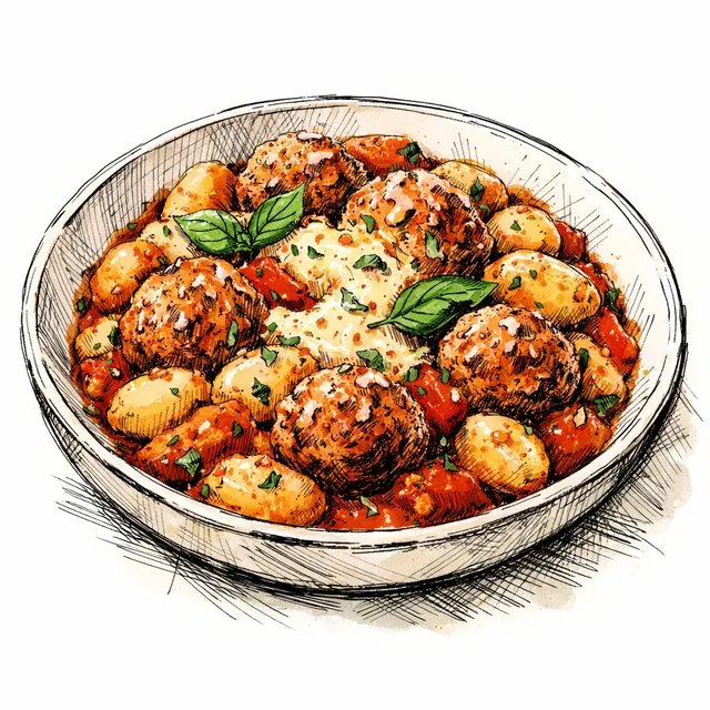 One-Pot "Lazy Meatball" Turkey & Gnocchi Bake