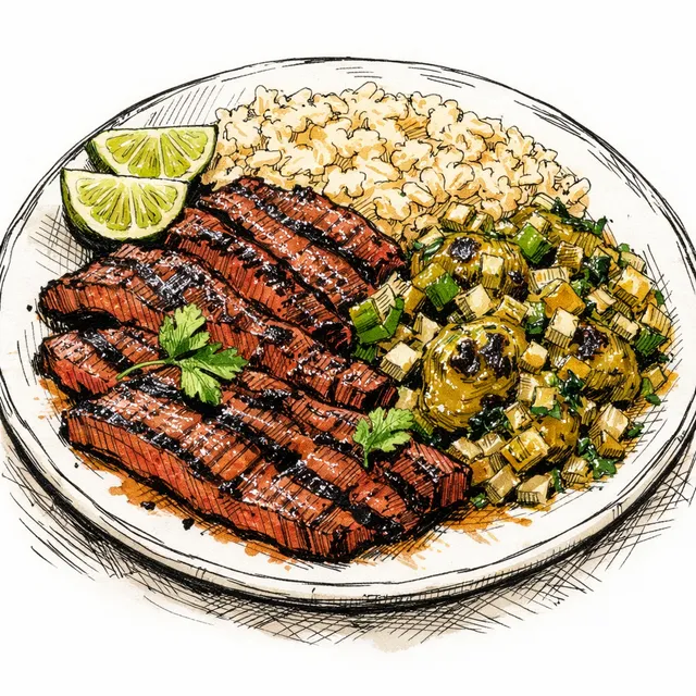 15-Minute "Tasajo-Style" Flank Steak with Blistered Tomatillo Salsa